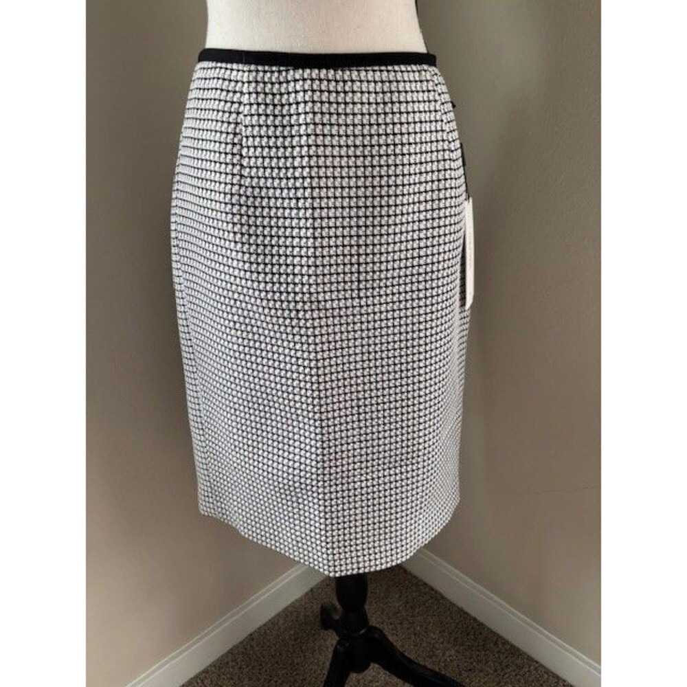 Calvin Klein Black/White Houndstooth Pencil Skirt Sz 6, Fully Lined, Vented NWT - Picture 6 of 8